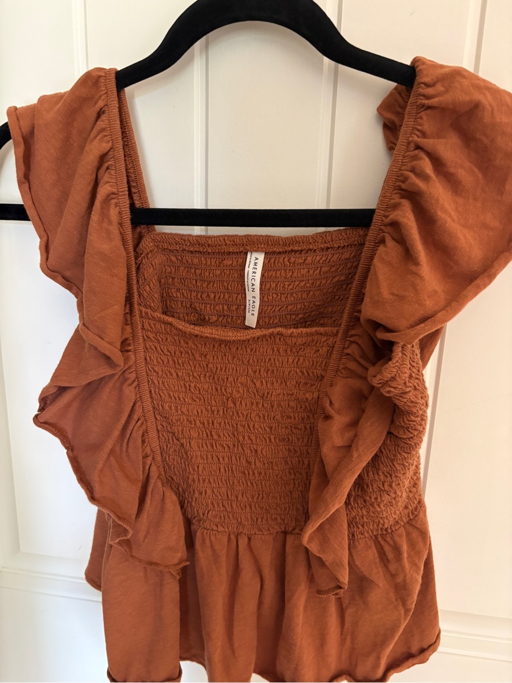 American Eagle Outfitters Rust Ruffle Smocked Cami